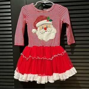 Emily Rose Red and White Striped Santa Clause Christmas Tulle Dress, Size 2T
